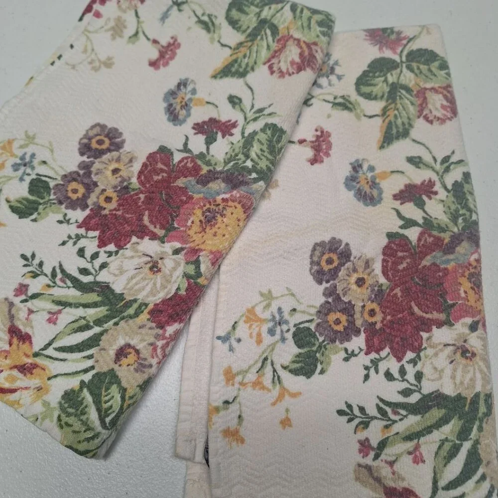 Ralph Lauren Floral Hand Towels Match‎ Set Pair Designer Bath Spring Flowers